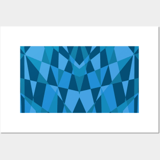 Triangles Geometric Mosaic Pattern Blue Posters and Art